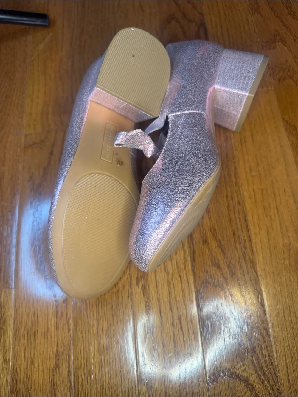 Copper Key Sparkling Rose Pink Mary Jane Flats with Bow